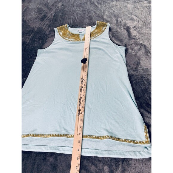 J. Jill Tank Top Women's Size XS Mint Green Gold Embroidered Sleeveless Boho - Picture 13 of 14